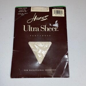 Vintage Hanes Ultra Sheer Control Top Pantyhose Pearl Reinforced Toe Size C